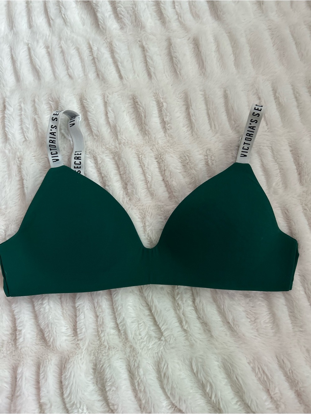 Victoria's Secret Emerald Green Wireless Padded Bra with Logo Straps